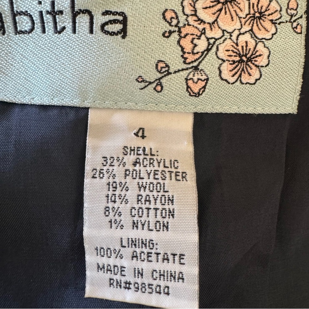 Tabitha Anthropologie Women's Blue Black Wool Blend Short Sleeve Blazer Jacket‎ - Picture 6 of 13